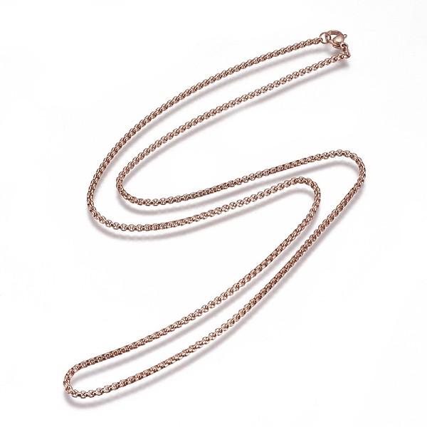 

PandaHall 304 Stainless Steel Box Chain Necklaces, with Lobster Claw Clasps, Rose Gold, 23.6 inch(60cm), 1.8mm 304 Stainless Steel