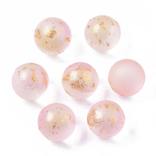 

PandaHall Transparent Spray Painted Frosted Glass Beads, with Golden Foil, No Hole/Undrilled, Round, Pink, 8mm Glass Round Pink