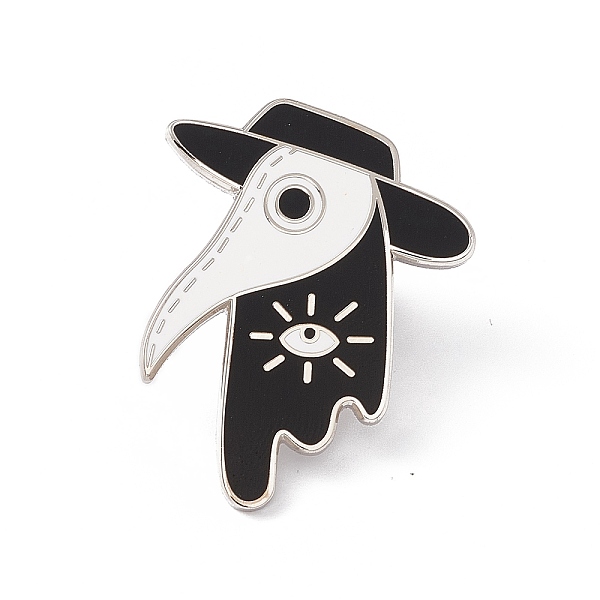 

PandaHall Plague Doctor/Crow with Sickle Enamel Pin, Platinum Brass Brooch for Backpack Clothes, Black, 30x24x2mm, Pin: 1.2mm. Brass Black