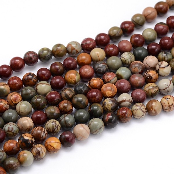 Natural Picasso Stone/Picasso Jasper Round Bead Strands