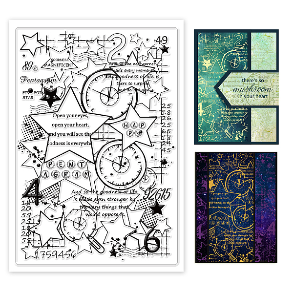

PandaHall PH Star Clear Stamp, Clock Silicone Stamp Cards Word Rubber Stamps Transparent Stamps for Graduation Card Making Photo Album...