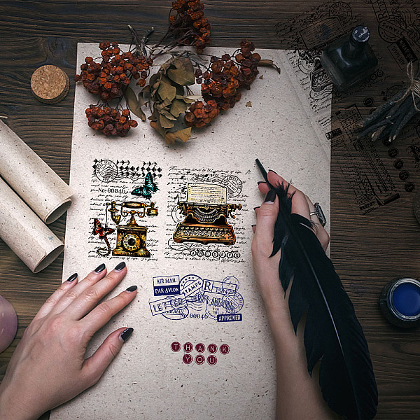 

PandaHall PVC Plastic Stamps, for DIY Scrapbooking, Photo Album Decorative, Cards Making, Stamp Sheets, Telephone Pattern, 160x110x3mm...