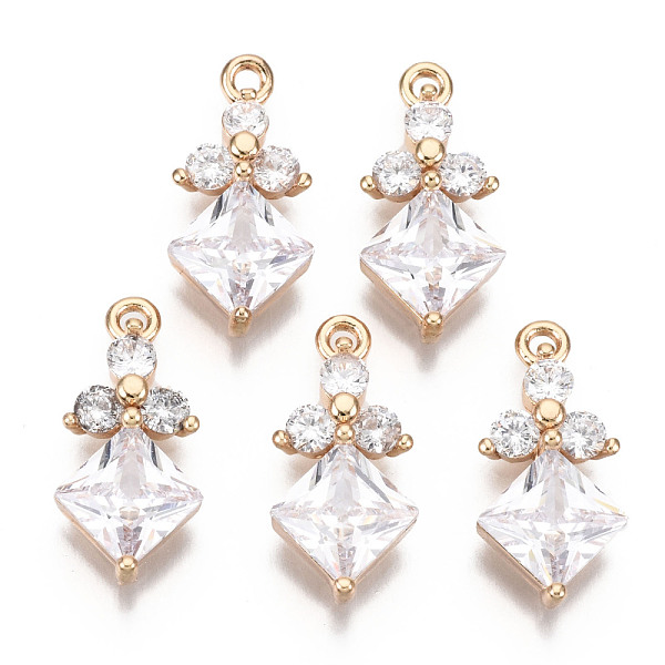 

PandaHall Brass Micro Pave Cubic Zirconia Links, Long-Lasting Plated, Light Gold, Rhombus, Clear, 17x8x4mm, Hole: 1.4mm Brass+Cubic Zirconia...