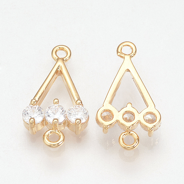 

PandaHall Brass Cubic Zirconia Links, Triangle, Nickel Free, Real 18K Gold Plated, 16x9x3mm, Hole: 1mm Brass+Cubic Zirconia Triangle