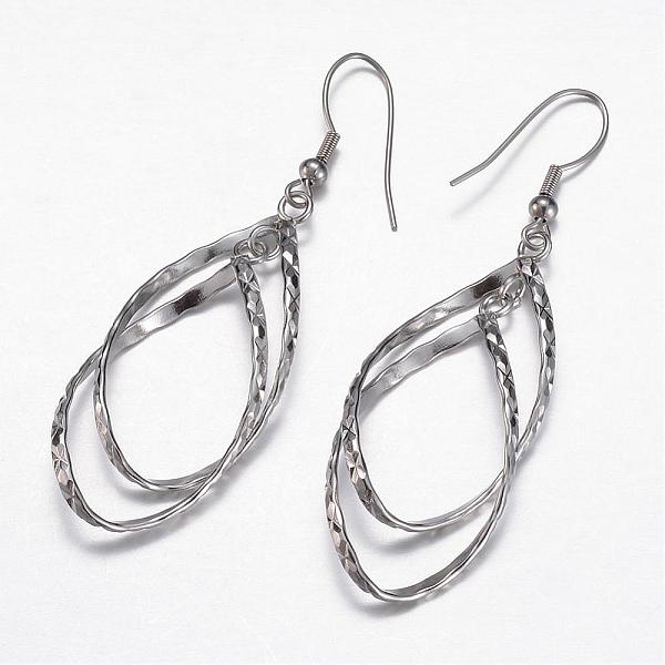 

PandaHall 304 Stainless Steel Dangle Earrings, Hypoallergenic Earrings, teardrop, Stainless Steel Color, 63mm, Pin: 0.7mm 304 Stainless...