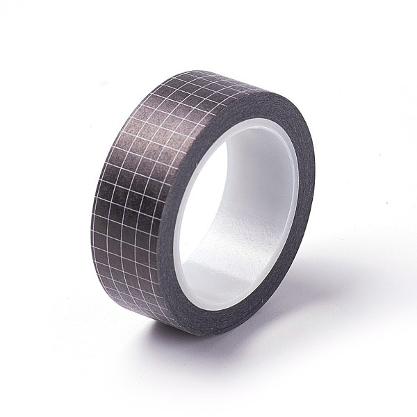 

PandaHall DIY Scrapbook Decorative Paper Tapes, Adhesive Tapes, Grid Pattern, Black, 15mm, about 10m/roll Paper Black