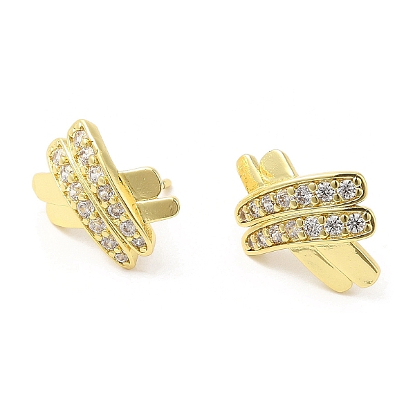 

PandaHall Rack Plating Brass Pave Cubic Zirconia Criss Cross Stud Earrings for Women, Long-Lasting Plated, Lead Free & Cadmium Free, Real...
