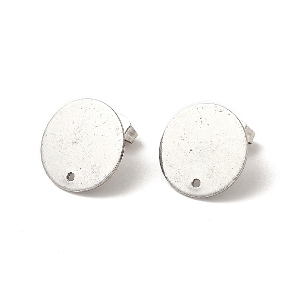 

PandaHall 201 Stainless Steel Stud Earring Findings, with 304 Stainless Steel Pin & Hole & Friction Ear Nuts, Flat Round, Stainless Steel...