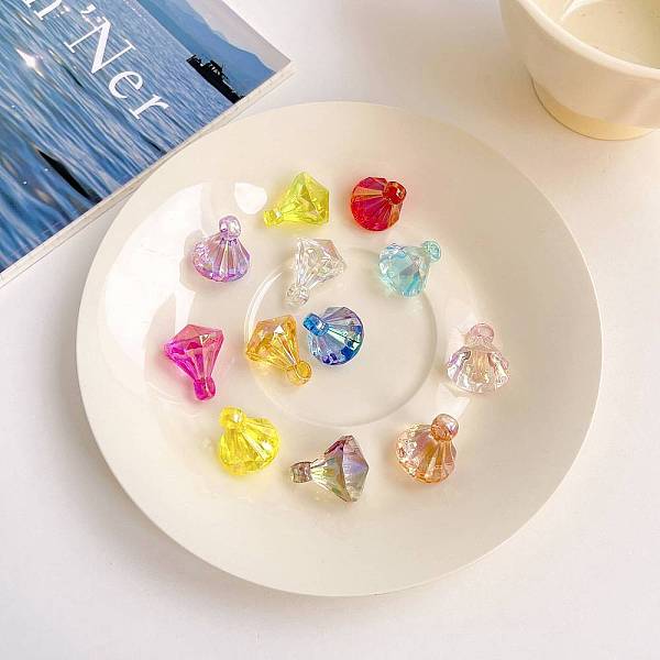 

PandaHall Transparent Acrylic Pendants, Diamond, Mixed Color, 22.4x16.6x16.7mm, Hole: 3.5mm Acrylic Diamond Multicolor
