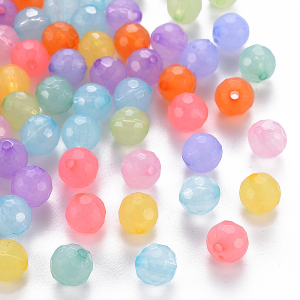 

PandaHall Transparent Acrylic Beads, Dyed, Faceted, Round, Mixed Color, 8x7.5mm, Hole: 1.6mm, about 1810pcs/500g Acrylic Round Multicolor
