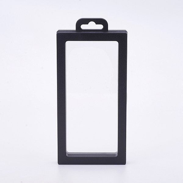 PandaHall Plastic Frame Stands, with Transparent Membrane, For Ring, Pendant, Bracelet Jewelry Display, Rectangle, Black, 20x9.2x2cm Plastic...