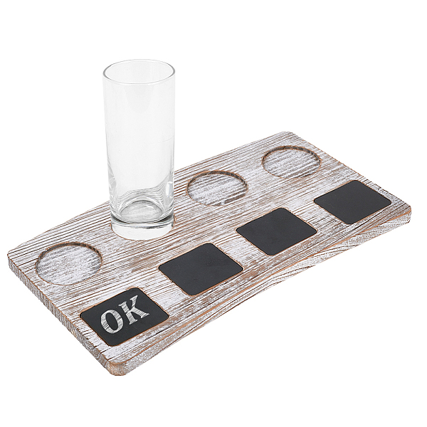 

PandaHall Wooden Shot Glasses Serving Tray, Curved Rectangle, with Small Blackboards, , Mixed Color, Plate: 190x328x14mm, Round Tray: 57x4mm..., Multicolor