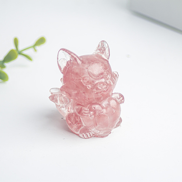 

PandaHall Watermelon Stone Glass Fox Display Decorations, Resin Figurine Home Decoration, for Home Feng Shui Ornament, 35x30x40mm Watermelon...