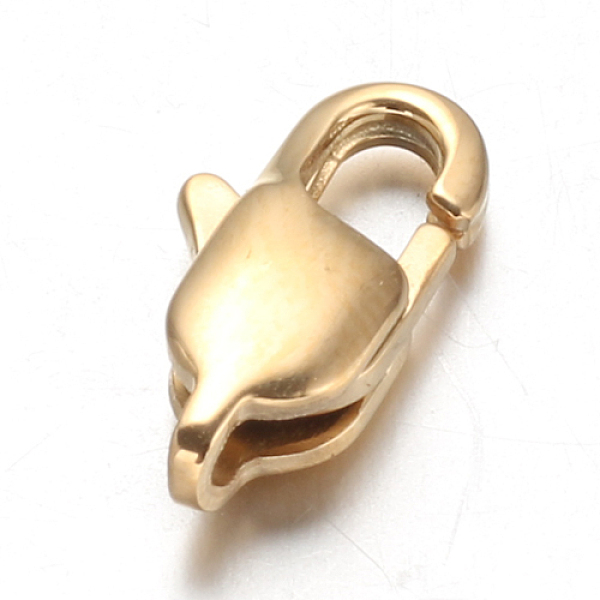 

PandaHall Ion Plating(IP) 304 Stainless Steel Lobster Claw Clasps, Golden, 13x7x3.5mm, Hole: 1mm 304 Stainless Steel Others