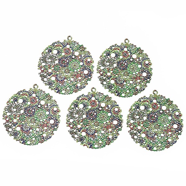 

PandaHall 430 Stainless Steel Pendants, Spray Painted, Etched Metal Embellishments, Flower Pattern, Flat Round, Lime Green, 45x40.5x0.6mm...