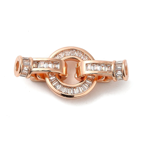 

PandaHall Rack Plating Brass Pave Clear Cubic Zirconia Round Fold Over Clasps, Lead Free & Cadmium Free, Long-Lasting Plated, Rose Gold...