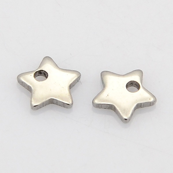 

PandaHall Star 304 Stainless Steel Charms, Stainless Steel Color, 6x6x1mm, Hole: 0.5mm 304 Stainless Steel Star