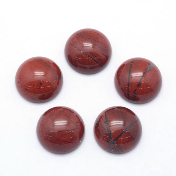

PandaHall Natural Red Jasper Cabochons, Half Round, 14~14.5x6mm Red Jasper Half Round