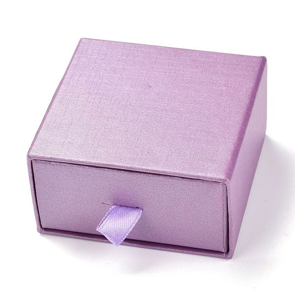 

PandaHall Square Paper Drawer Box, with Black Sponge & Polyester Rope, for Bracelet and Rings, Medium Orchid, 7.5x7.7x4cm Paper Square