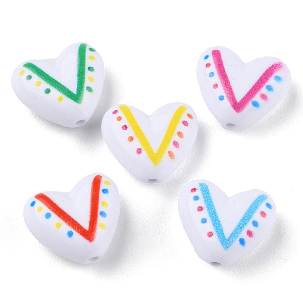 

PandaHall Printed Opaque Acrylic Beads, Heart, Mixed Color, 15x17x8mm, Hole: 1.8mm Acrylic Heart Multicolor