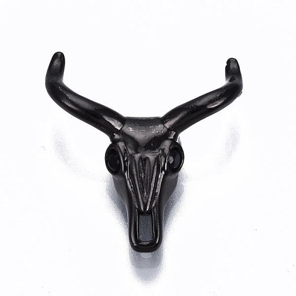 

PandaHall Brass Micro Pave Black Cubic Zirconia Beads, Cattle Skull, Gunmetal, 20x18.5x5mm, Hole: 1.5mm Brass+Cubic Zirconia Cattle Black