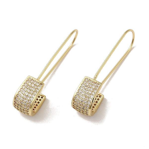

PandaHall Brass Micro Pave Cubic Zirconia Hoop Earrings for Women, Real 18K Gold Plated, Clear, 41x8.5mm Cubic Zirconia Clear
