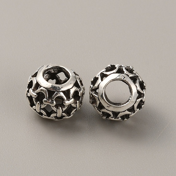 

PandaHall Tibetan Style Alloy European Beads, Large Hole Beads, Rondelle, Antique Silver, 11x9mm, Hole: 5mm Alloy Rondelle