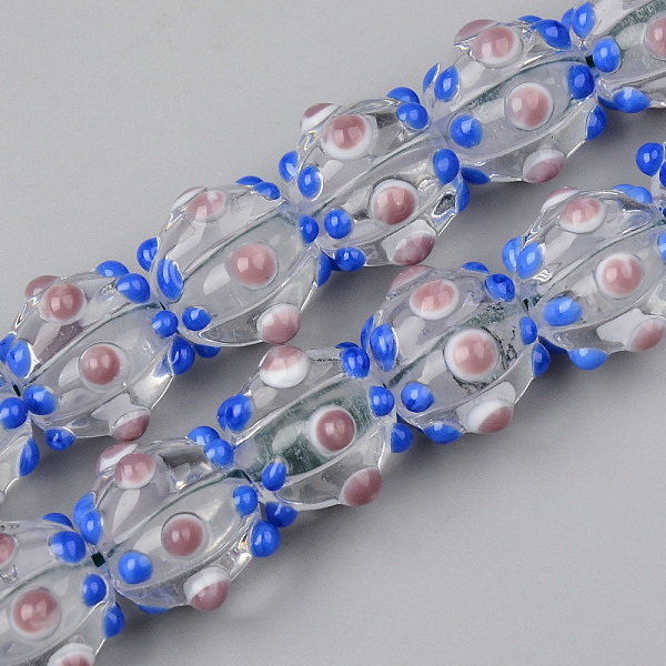

PandaHall Handmade Lampwork Beads Strands, Bumpy, Corrugated Beads, Round, Clear, 14x14x12mm, Hole: 1.5mm, about 45pcs/strand, 25.20 inch...