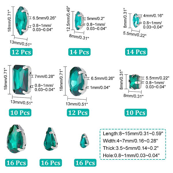 

PandaHall CHGCRAFT 120Pcs 9 Style Sew On Glass Rhinestone Green Sew on Rhinestone Buttons Metal Back Prong Setting Sewing Claw Rhinestone...