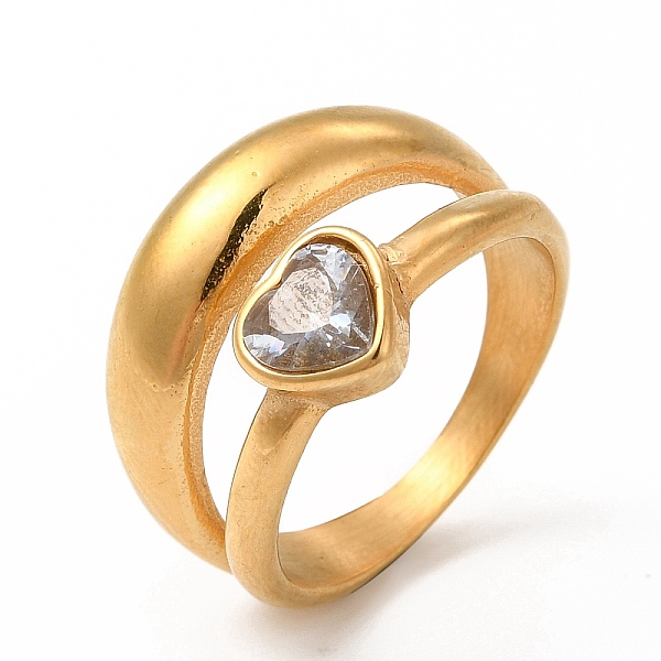 

PandaHall Ion Plating(IP) 304 Stainless Steel Finger Rings for Women Men, Heart Wide Band Rings, Real 18K Gold Plated, US Size 7(17.3mm)...