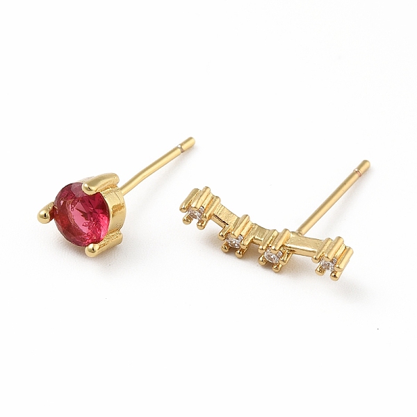 

PandaHall Cubic Zirconia Constellation Asymmetrical Earrings, Real 18K Gold Plated Brass Stud Earrings, Cadmium Free & Lead Free, Aries...