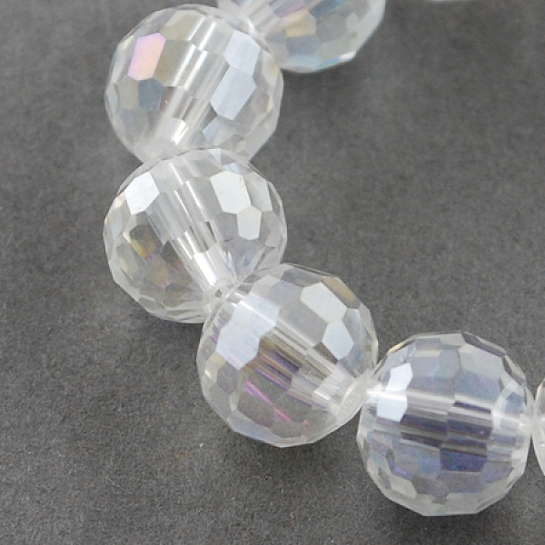 

PandaHall Electroplate Glass Bead Strands, AB Color Plated, Faceted, Round, Clear AB, 12mm, Hole: 2mm, about 50pcs/strand, 22.4 inch Glass..., White