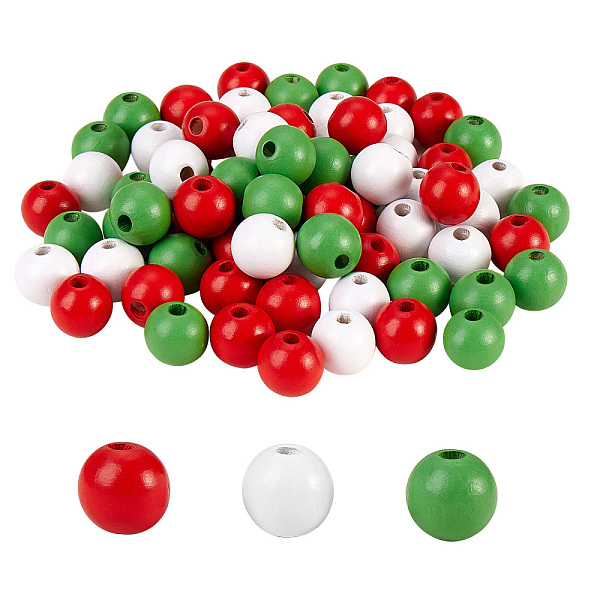 

PandaHall 300Pcs 3 Colors Painted Natural Wood Beads, Round, Mixed Color, 16mm, Hole: 4mm Schima Wood Round Multicolor