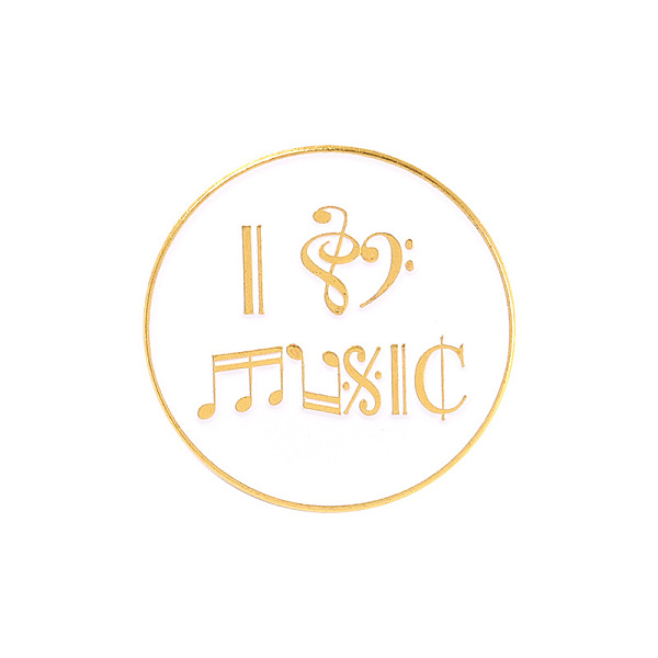 PandaHall Word I Love Music Enamel Pin, Golden Alloy Badge for Backpack Clothes, Musical Note Pattern, 25mm Alloy+Enamel Musical Note