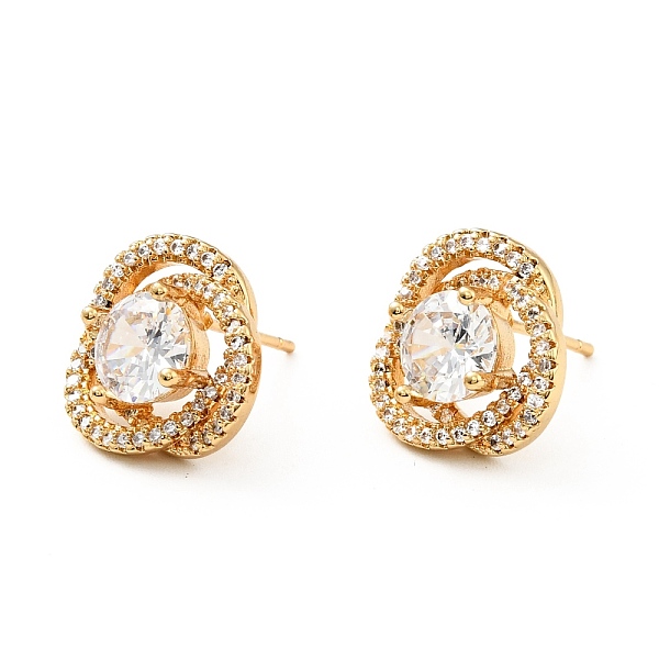 

PandaHall Clear Cubic Zirconia Knot Stud Earrings, Brass Jewelry for Women, Cadmium Free & Lead Free, Real 18K Gold Plated, 14x14.5x6.5mm...