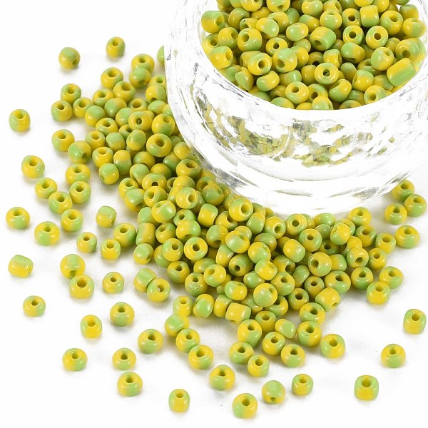 

PandaHall 8/0 Glass Seed Beads, Opaque Colours Seep, Green Yellow, 3mm, hole:1mm Glass Green