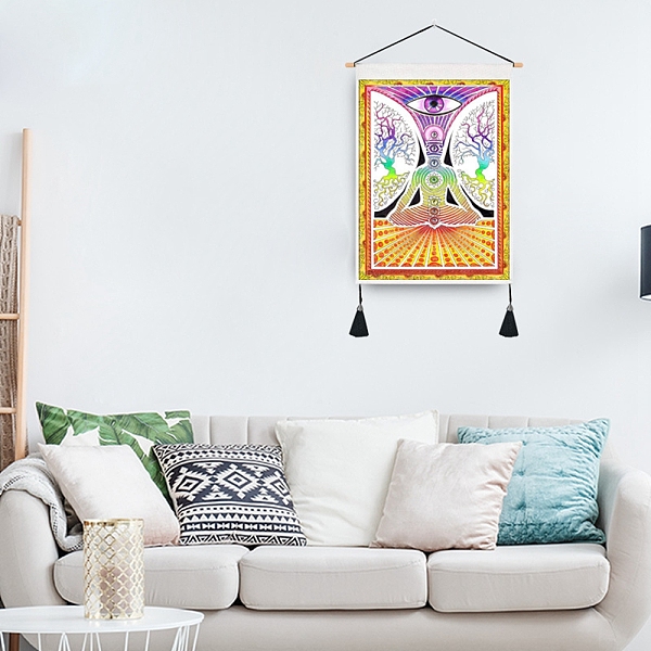 

PandaHall Chakra Cloth Wall Hanging Tapestry, Trippy Yoga Meditation Tapestry, Vertical Tapestry, for Home Decoration, Rectangle, Yellow...
