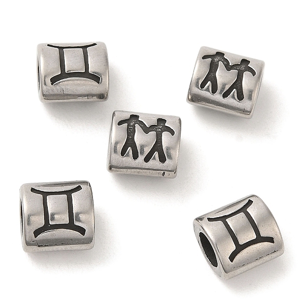 

PandaHall Oval with Constellation 304 Stainless Steel Beads, Large Hole Beads, Antique Silver, Gemini, 9x9x6mm, Hole: 4.5mm 304 Stainless...