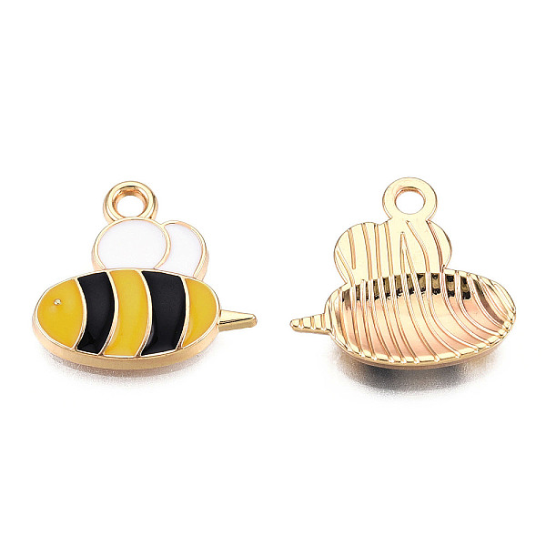 

PandaHall Light Gold Plated Alloy Pendants, with Enamel, Bees, Yellow, 16x17x2.5mm, Hole: 1.8mm Alloy+Enamel Bees Yellow
