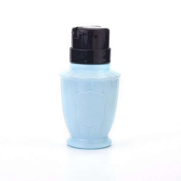 PandaHall Empty Plastic Press Pump Bottle, Nail Polish Remover Clean Liquid Water Storage Bottle, with Flip Top Cap, Blue, 13.2x6.8cm...
