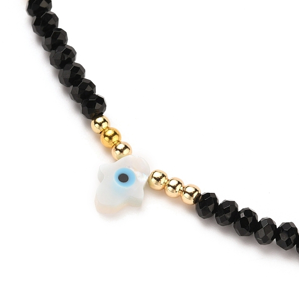 

PandaHall Hamsa Hand with Evil Eye Natural White Shell Beaded Necklaces, with Natural Malaysia Jade Beads, Pearl Beads, Brass Beads and 304...