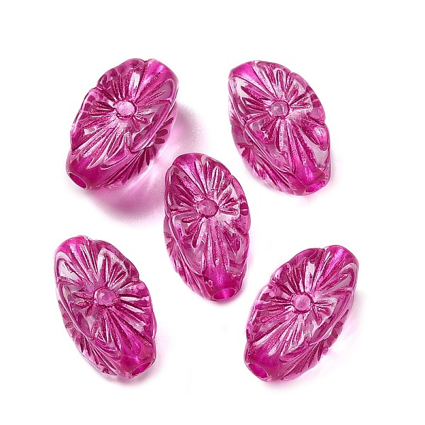 

PandaHall Transparent Acrylic Beads, Oval, Camellia, 14x7x7mm, Hole: 2mm, about: 1190pcs/500g Acrylic Oval Pink