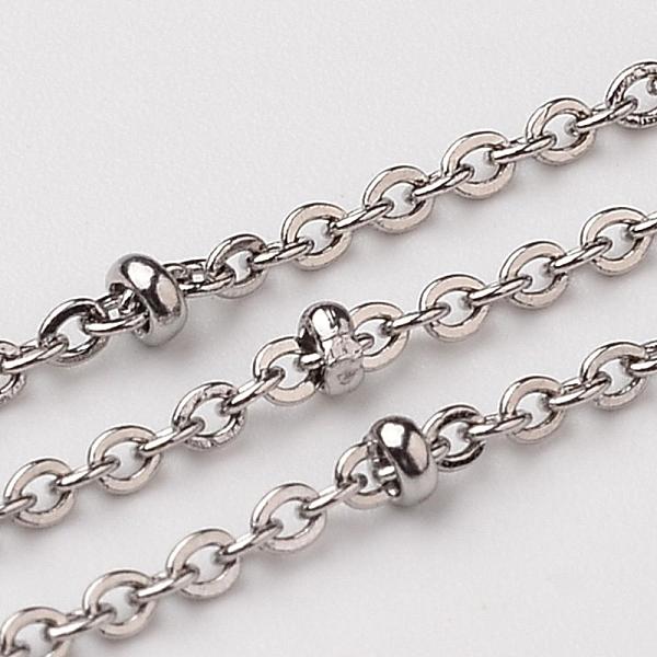 

PandaHall 304 Stainless Steel Cable Chains, Decorative Chains, Soldered, Satellite Chains, with Rondelle Beads and Spool, Stainless Steel...