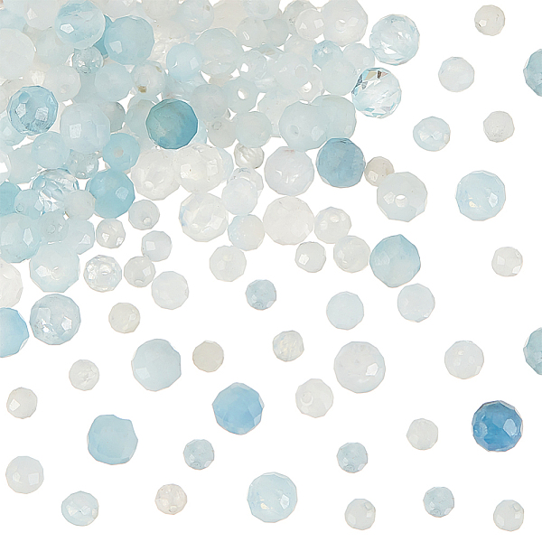 

PandaHall OLYCRAFT About 150 Pcs Natural Aquamarine Beads Strands 2mm 3mm 4mm Gemstone Loose Beads Natural Gemstone Beads 0.5mm Hole Faceted...