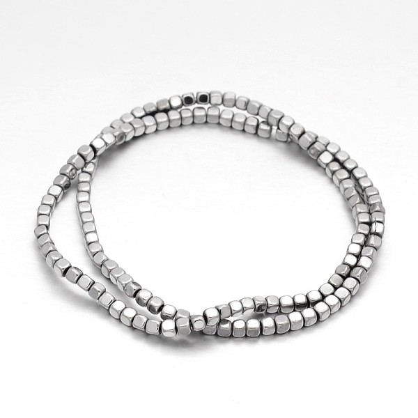 

PandaHall Cube Electroplate Non-magnetic Synthetic Hematite Beads Strands, Silver Plated, 3x3x3mm, Hole: 0.5mm, about 150pcs/strand, 15.7...