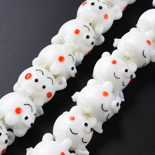 

PandaHall Handmade Bumpy Lampwork Beads Strands, Pig, White, 14.5~15.5x14.5~15.5x17~18mm, Hole: 2mm, about 35pcs/strand, 17.13 inch(43.5cm)...