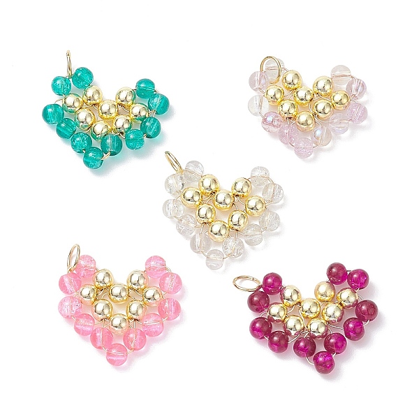 

PandaHall Glass Beaded Heart Pendants, with Golden Stainless Steel Wire Wrapped Findings, Mixed Color, 23x24.5x5mm, Hole: 4.6mm Stainless..., Multicolor