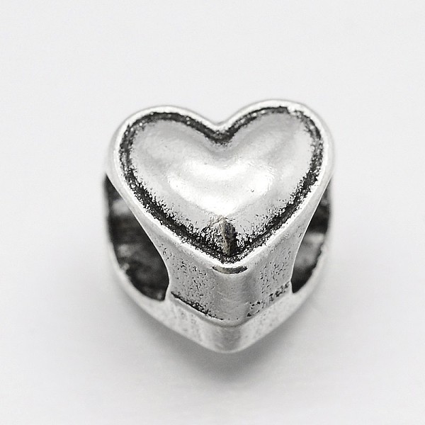 

PandaHall Alloy Heart Large Hole European Beads, Antique Silver, 8x8x7mm, Hole: 4mm Alloy Heart
