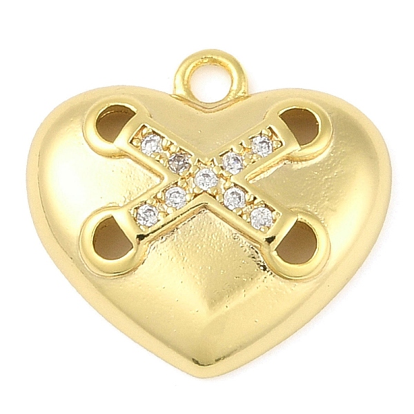 Pendenti con micro pavé di zirconi trasparenti in vero ottone placcato oro 18k a tema croce