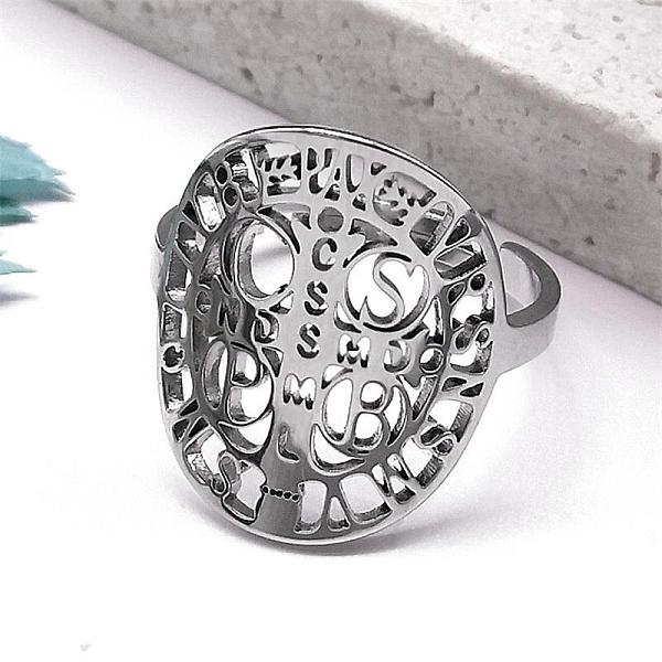 

PandaHall 304 Stainless Steel Adjustable Finger Rings, Oval Shape with Word CssmlNdsmd, Stainless Steel Color, Inner Diameter: 18mm 304...